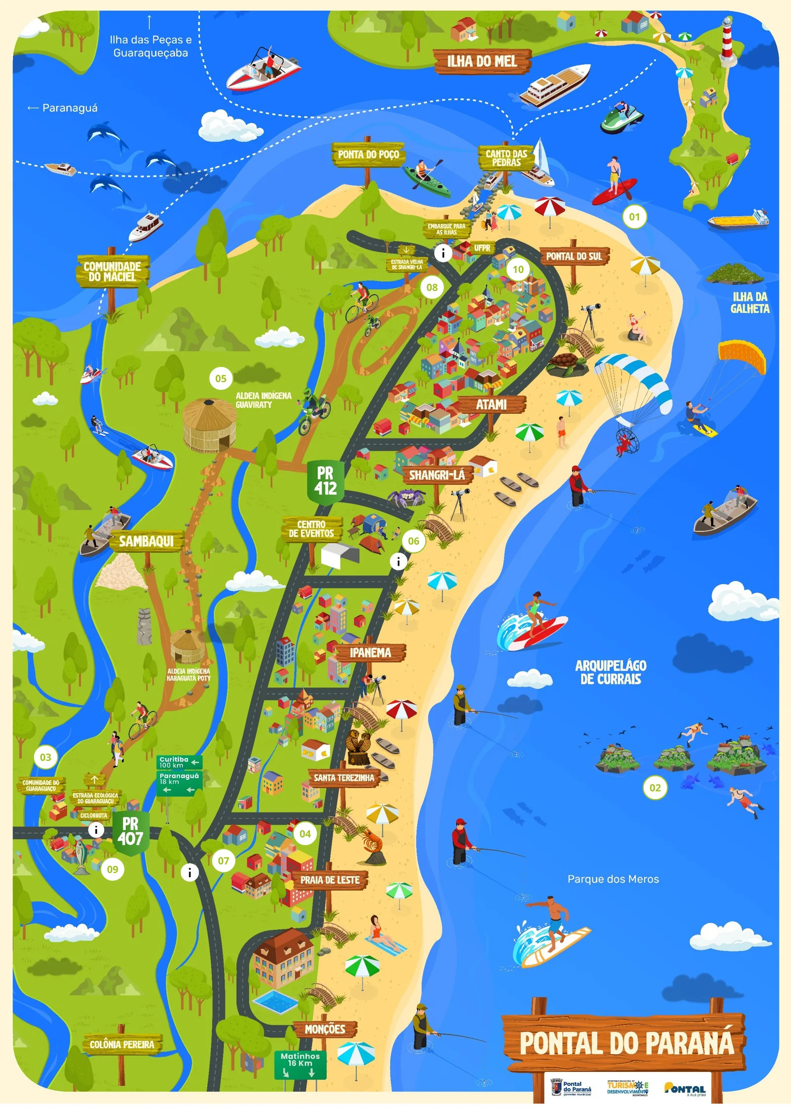 Mapa turístico de Pontal do Paraná
